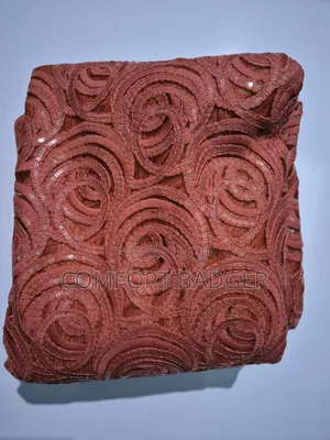 Coral Orange Lace With Spiral Sequins