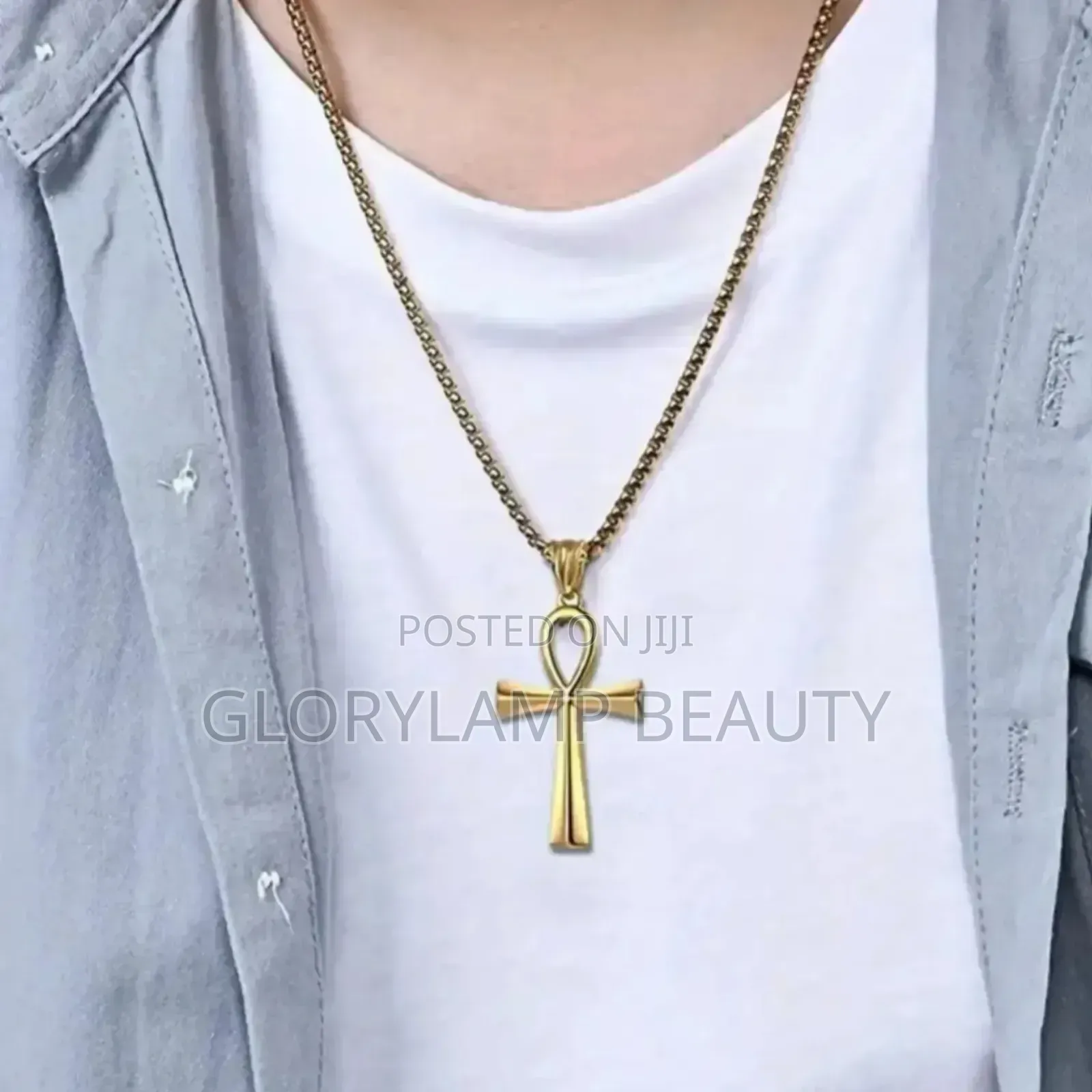 Classic Ankh Cross Pendant Necklace - Stainless Steel (Unisex)