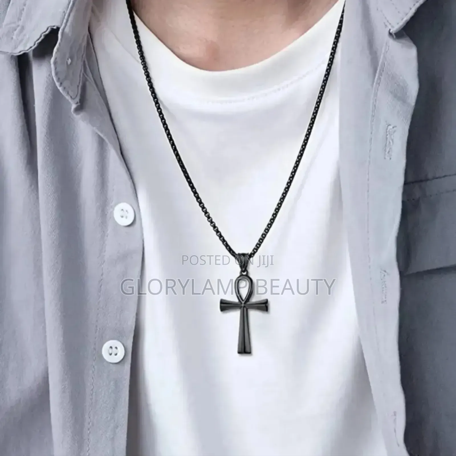 Classic Ankh Cross Pendant Necklace - Stainless Steel (Unisex)