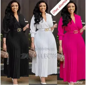 Pretty Ladies Long White Pleated Dress