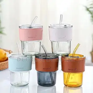 Glass Cup With Straw