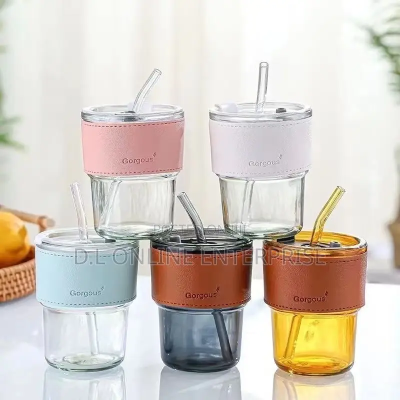 Glass Cup With Straw