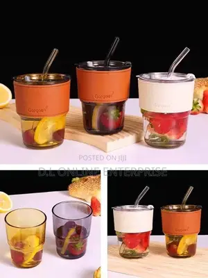 Glass Cup With Straw