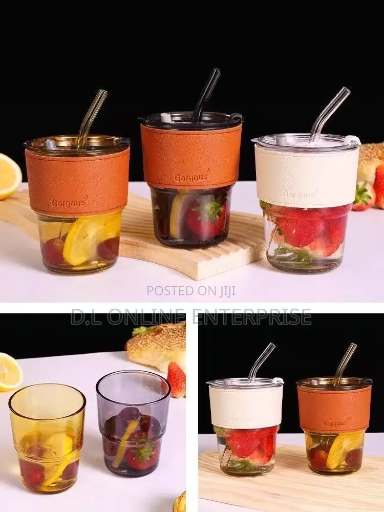 Glass Cup With Straw