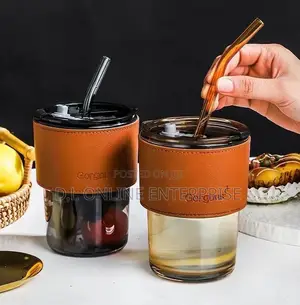 Glass Cup With Straw