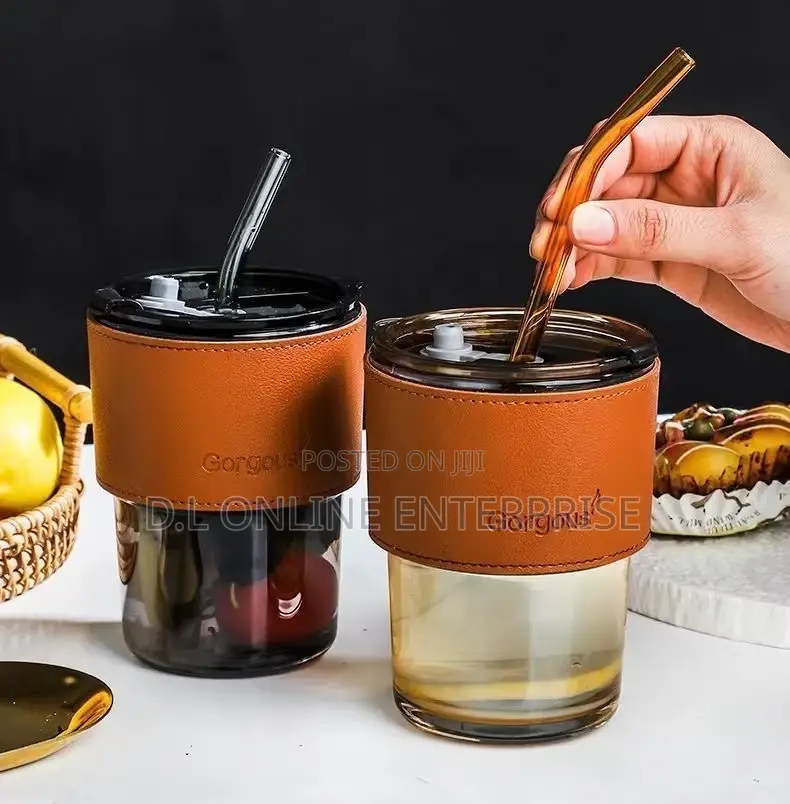 Glass Cup With Straw