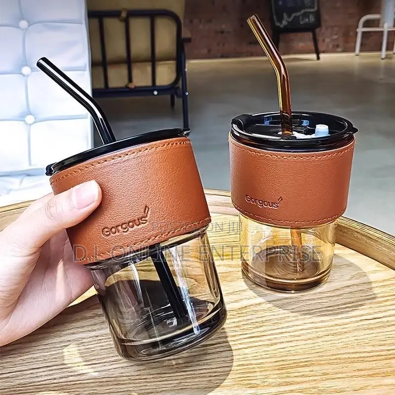 Glass Cup With Straw
