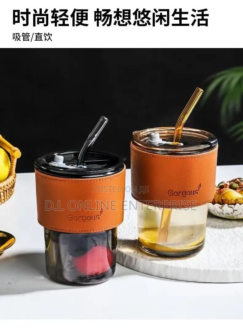 Glass Cup With Straw