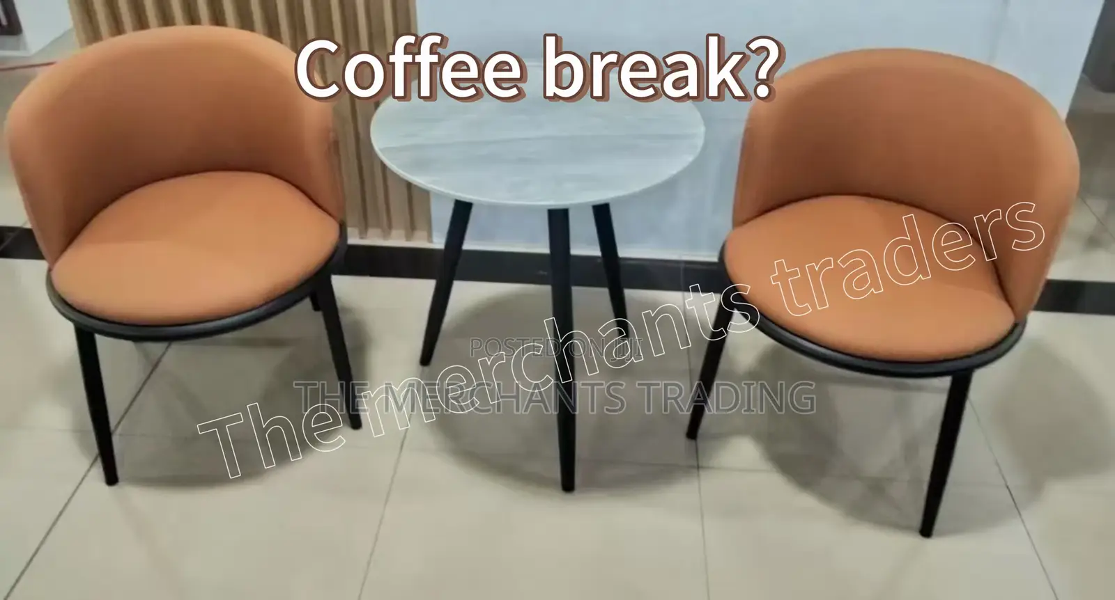Two Set Leather Couch Chairs With Glass Table.