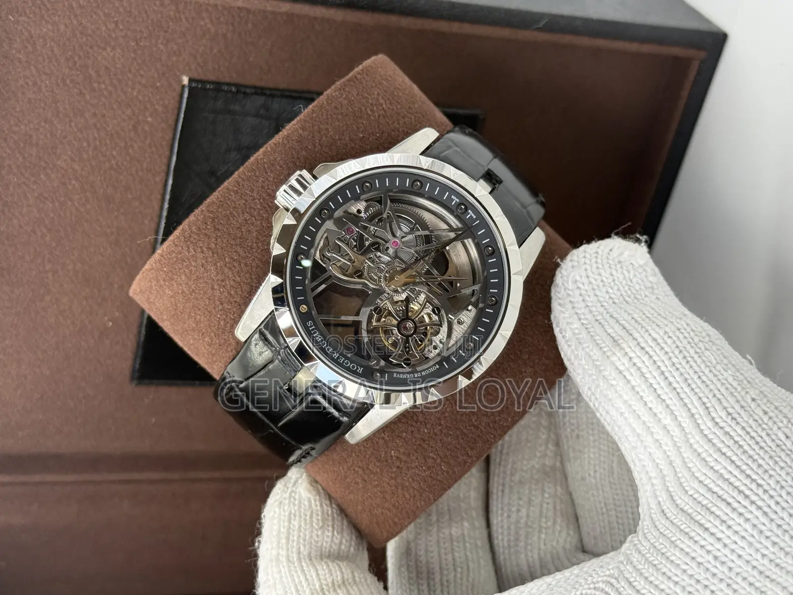 Roger Dubuis Excalibur 42 Automatic Skeleton Black Leather Watch