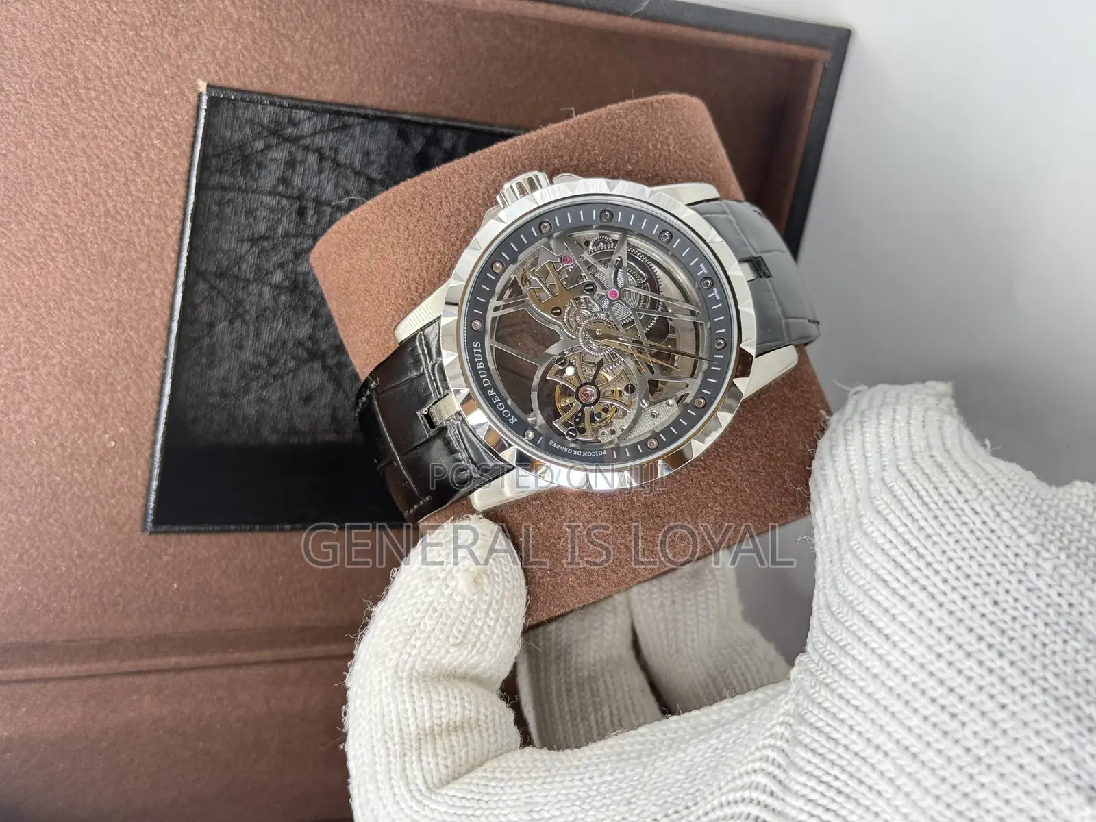 Roger Dubuis Excalibur 42 Automatic Skeleton Black Leather Watch