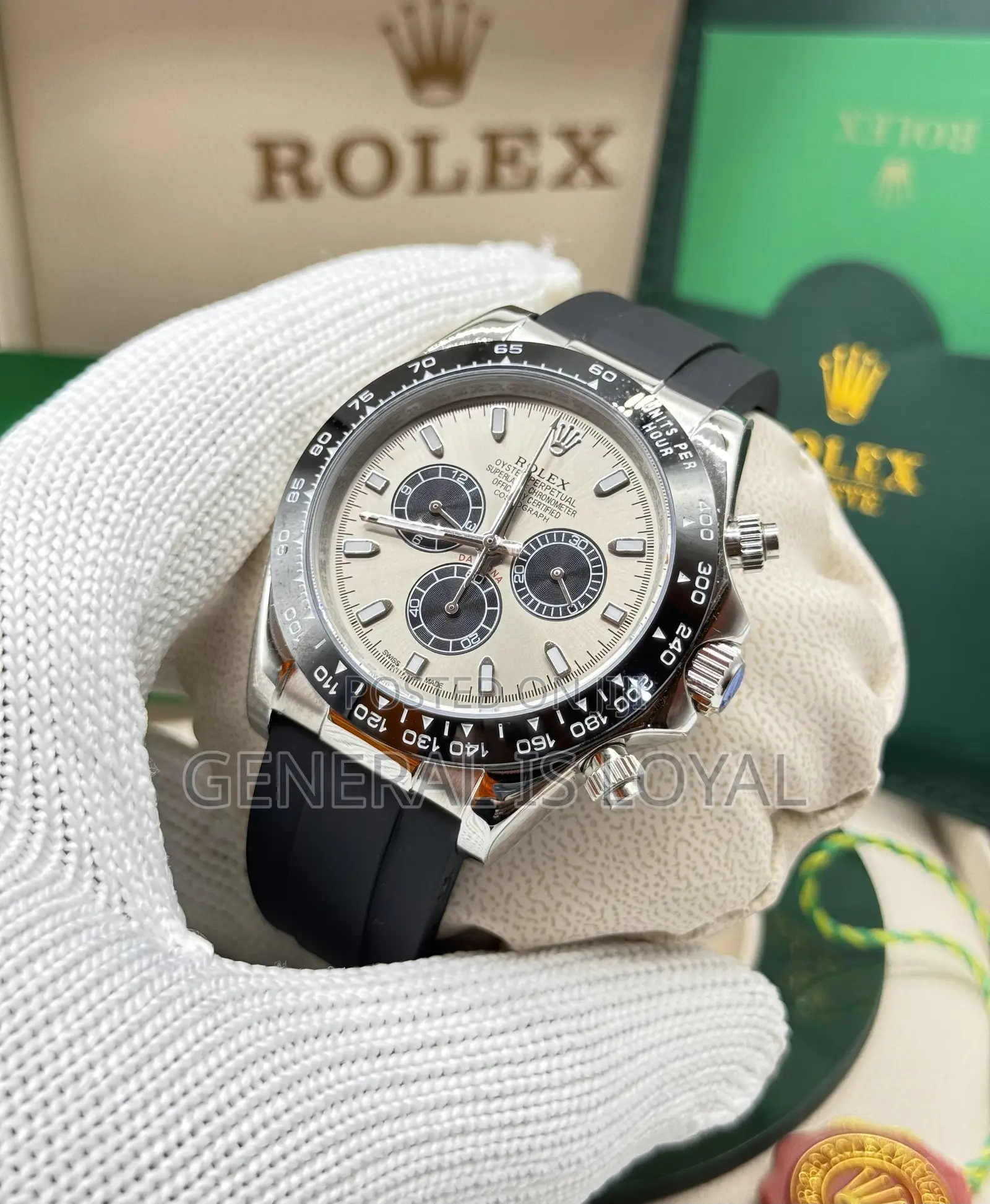 Rolex Cosmograph Daytona In 18kt White Gold  Black Silicone Strap