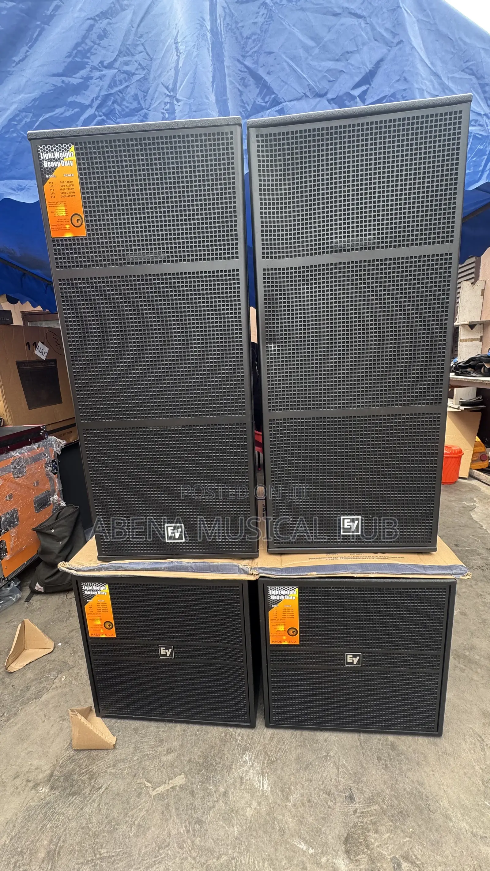 Ev Single Bass Speaker With Full Range Speaker and Complete Rack