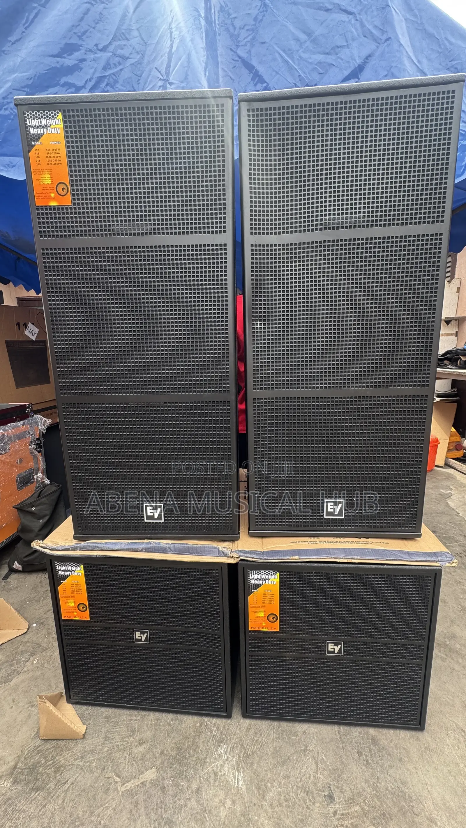 Ev Single Bass Speaker With Full Range Speaker and Complete Rack