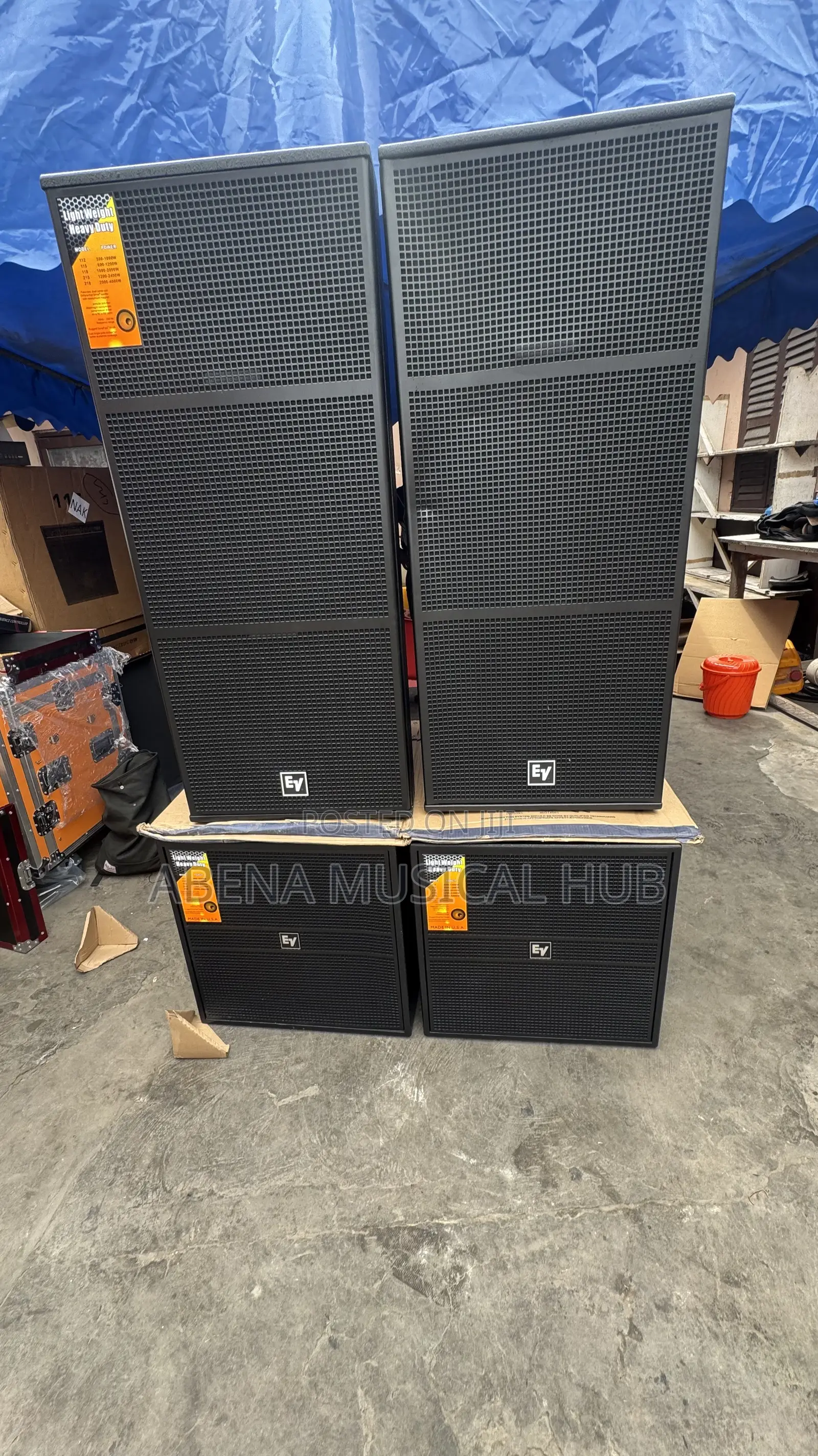 Ev Single Bass Speaker With Full Range Speaker and Complete Rack