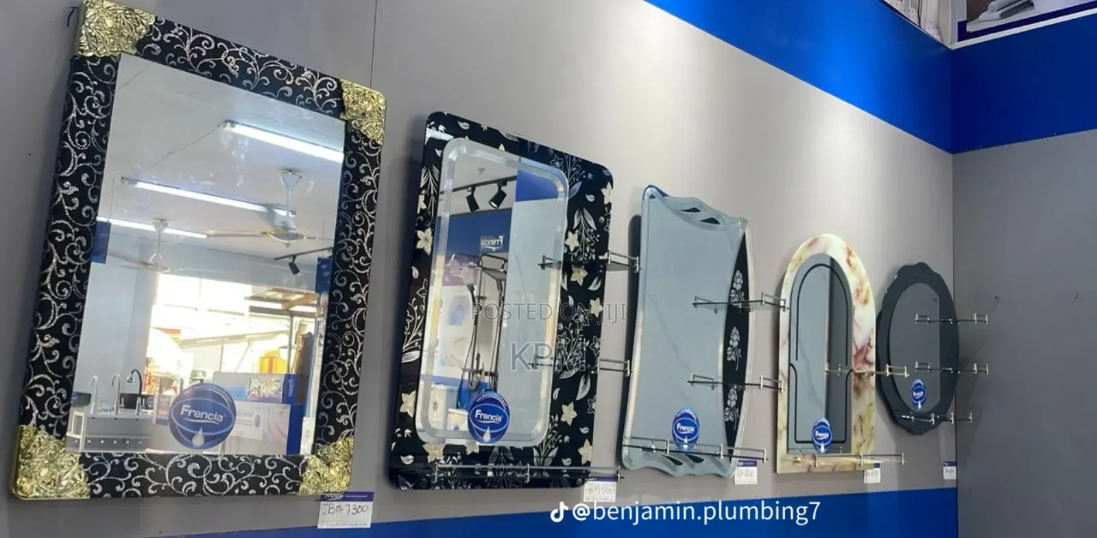 Bathroom Mirror With Triple Glass Shelves Attached