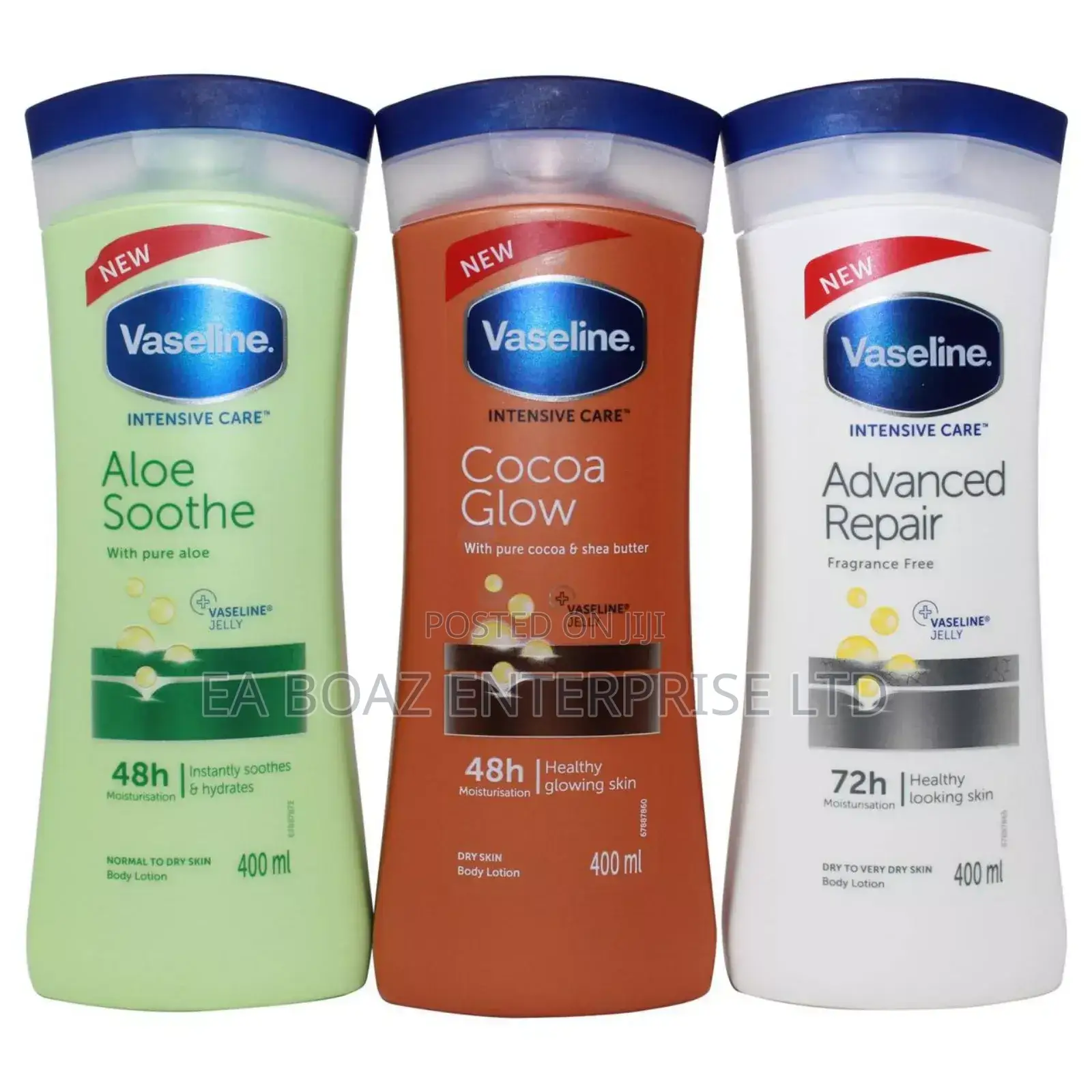 Vaseline New Body Lotion, Cocoa Glow, Aloe Soothe, Dry Skin Repair