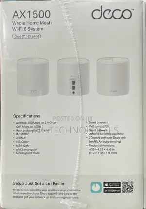 Tp-Link Deco Ax1500 Whole Home Mesh Wi-Fi 6 System Deco X10 (3-Pack)