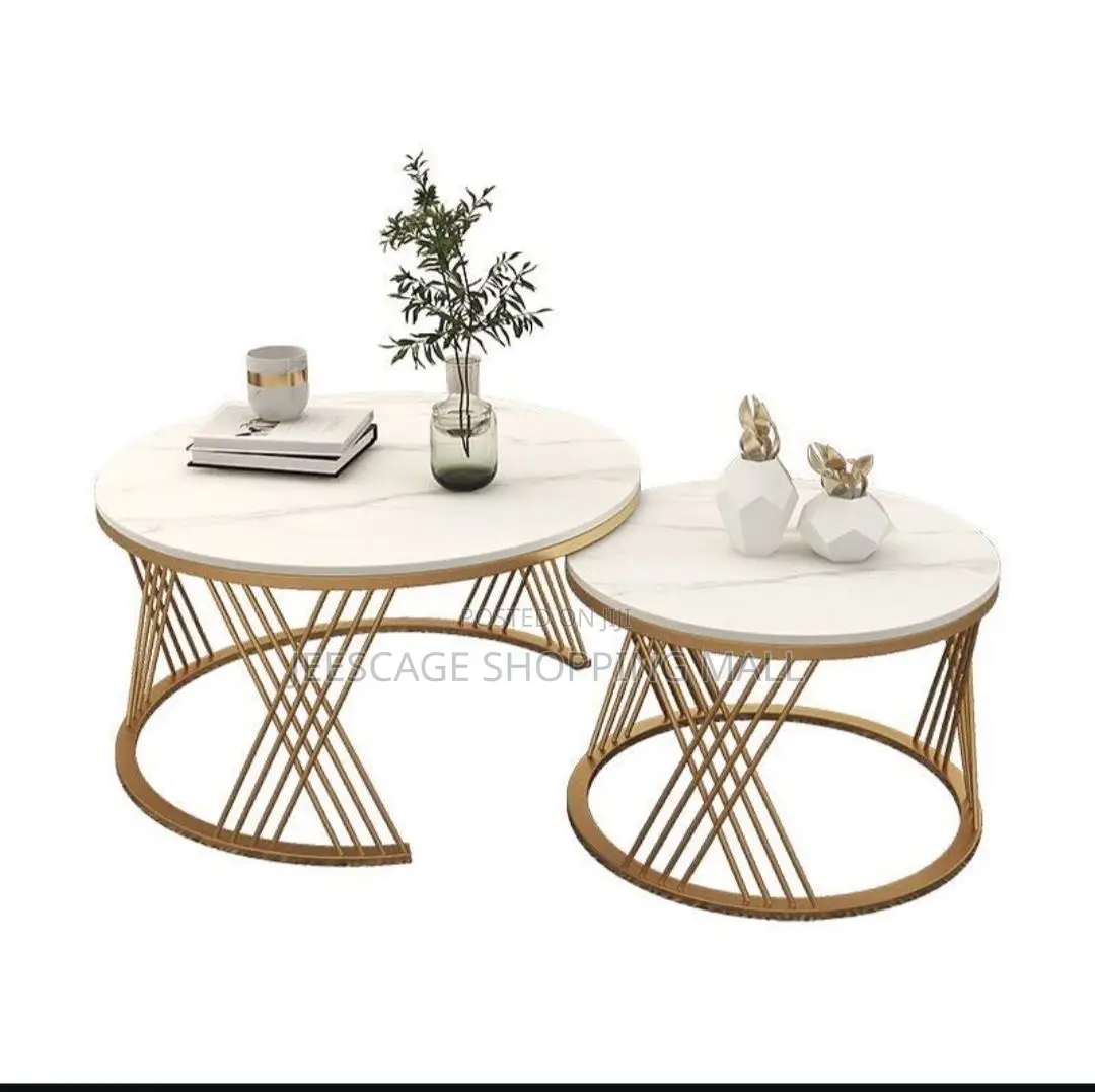 Round Coffee Table,Modern Coffee Table Set of 2 Marble