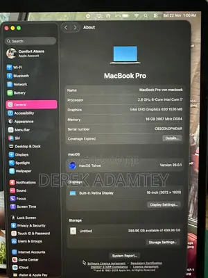 Laptop Apple MacBook Pro 2019 16GB Intel Core I7 SSD 512GB