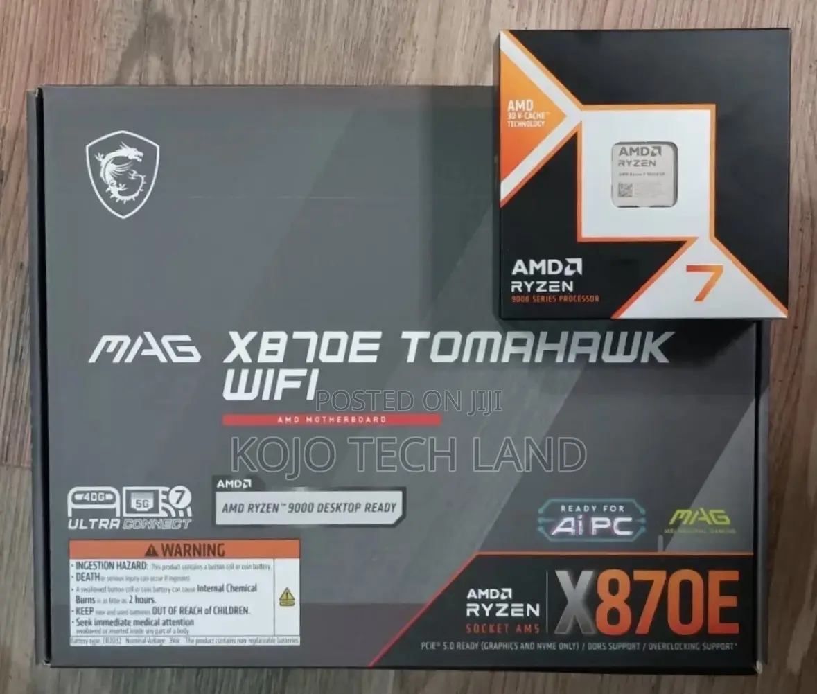 Amd Ryzen 7 9800x3d Am5 Cpu Msi X870e Tomahawk Wi-Fi Motherboard