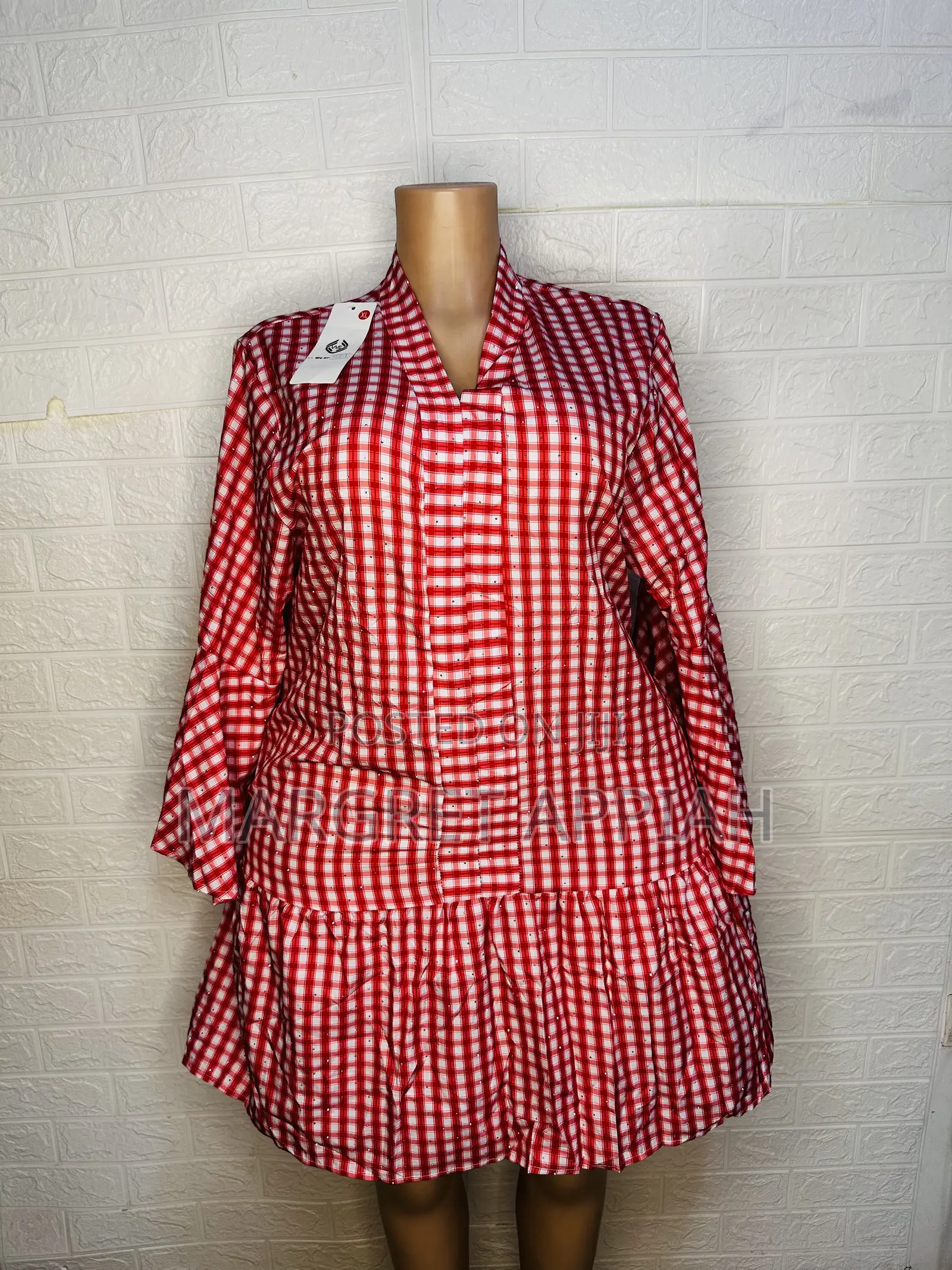 V Neck Check Dress