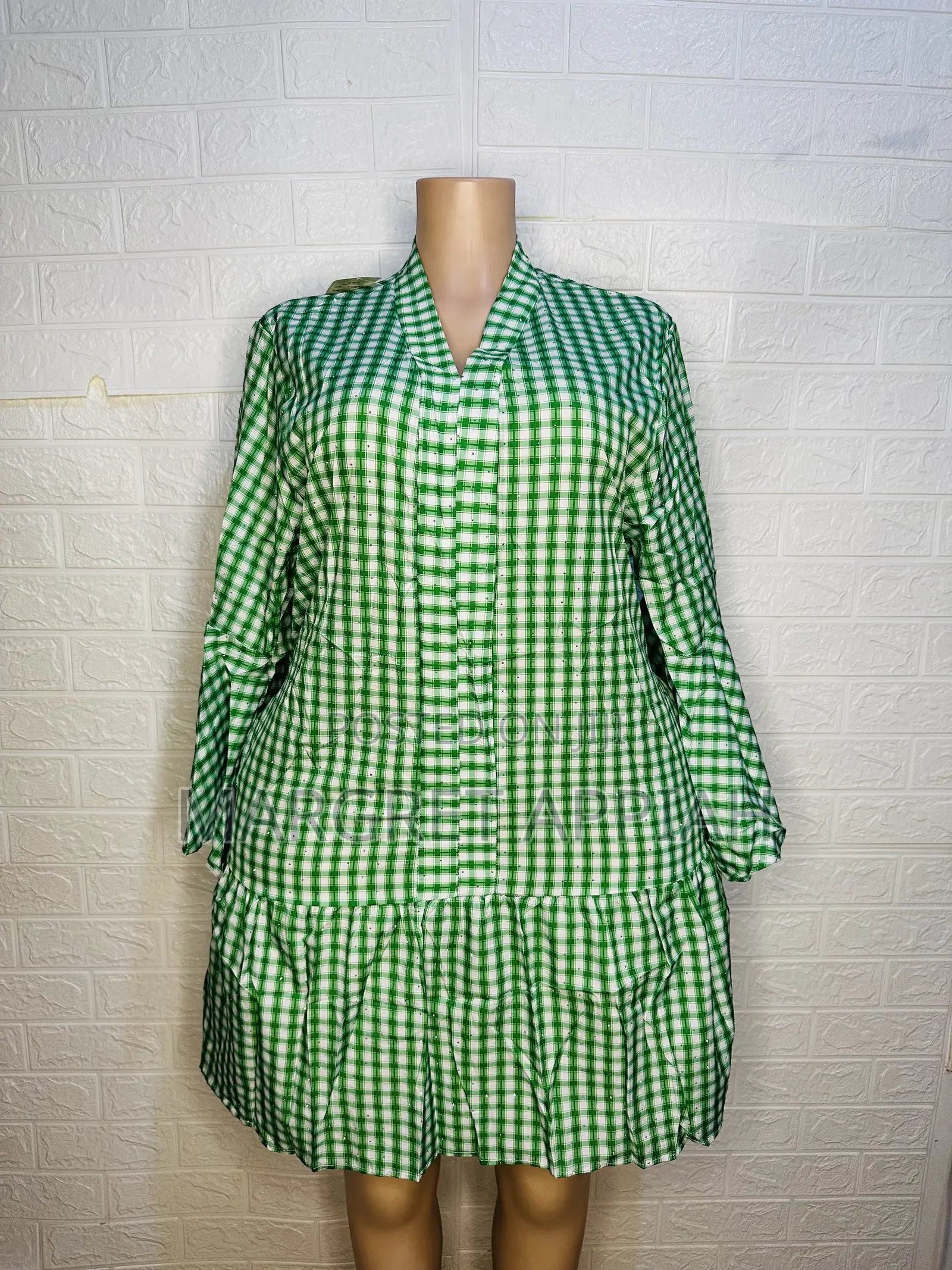 V Neck Check Dress