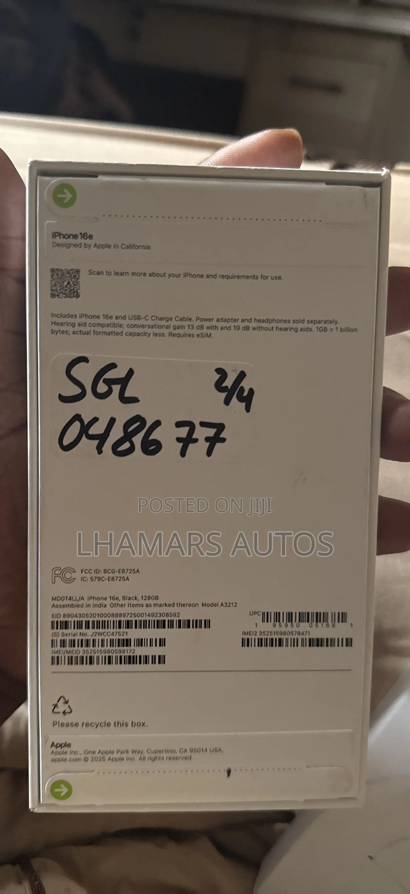 New Apple iPhone 16e 128 GB Black