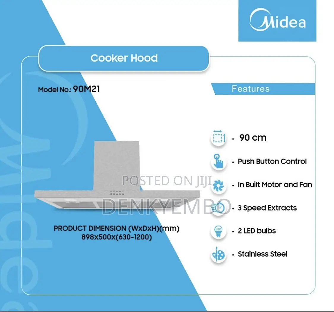 Midea 90cm T-Shape Chimney Cooker Extractor Hood