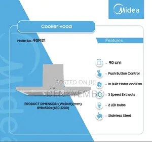 Midea 90cm T-Shape Chimney Cooker Extractor Hood