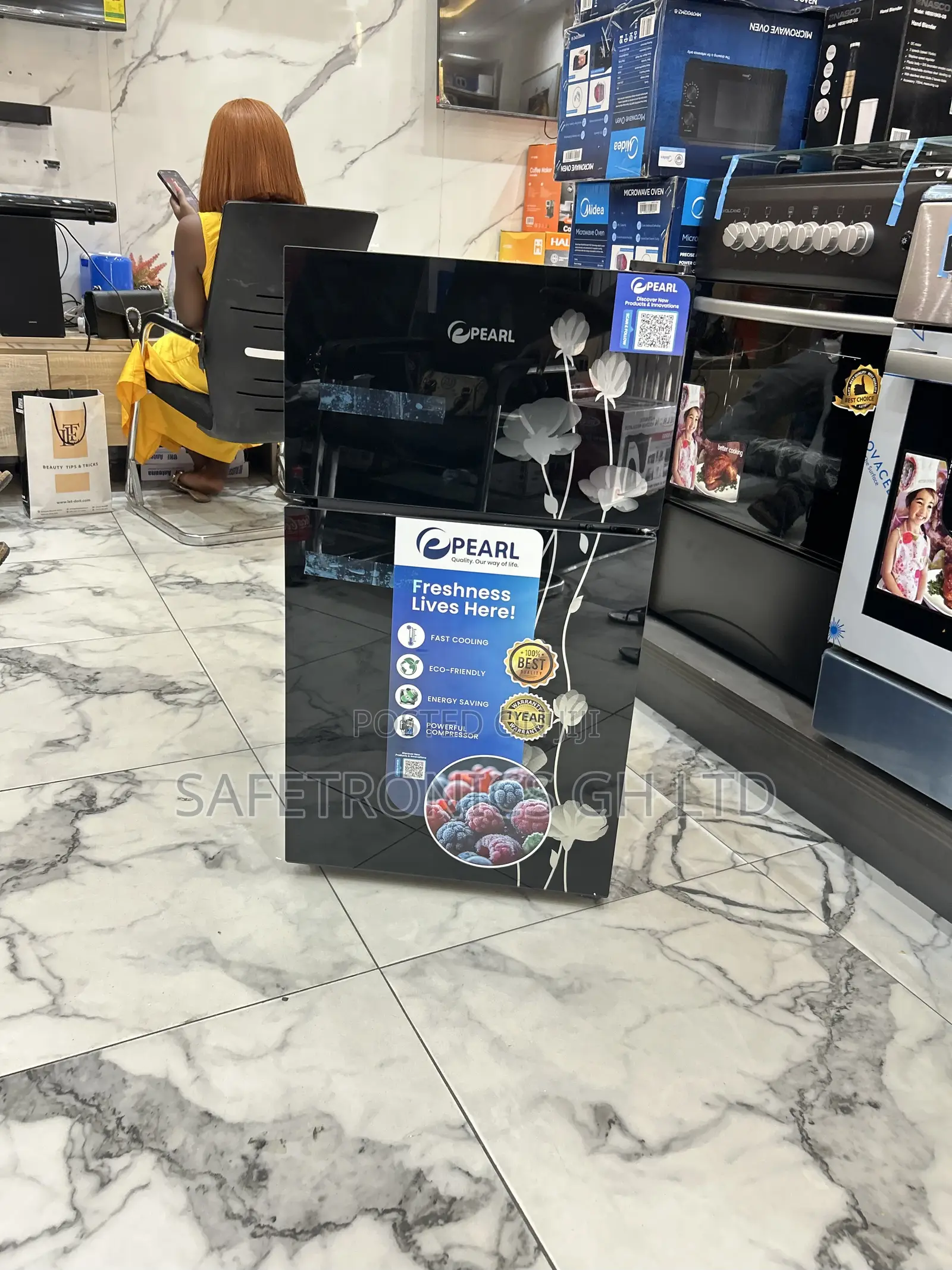 Premium New Top Mount 90 Liters 2 Doors Pearl Fridge