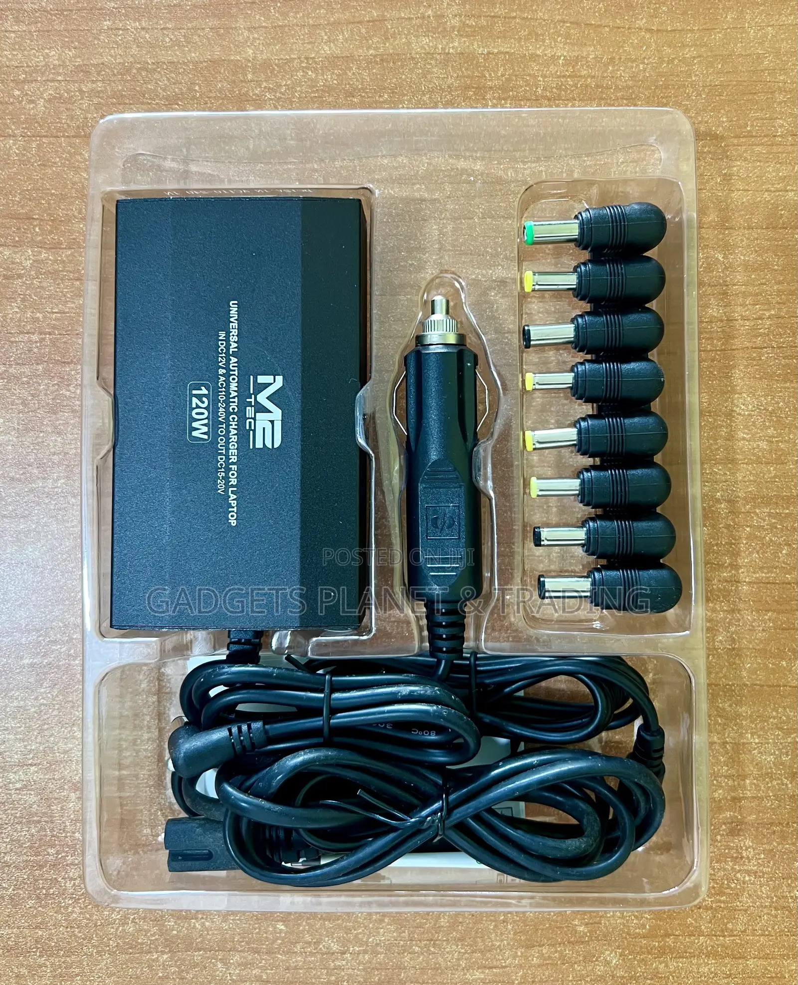 M2 Tec 8tips Universal Automatic Laptop Charger- 120w Car Dc & Wall Ac