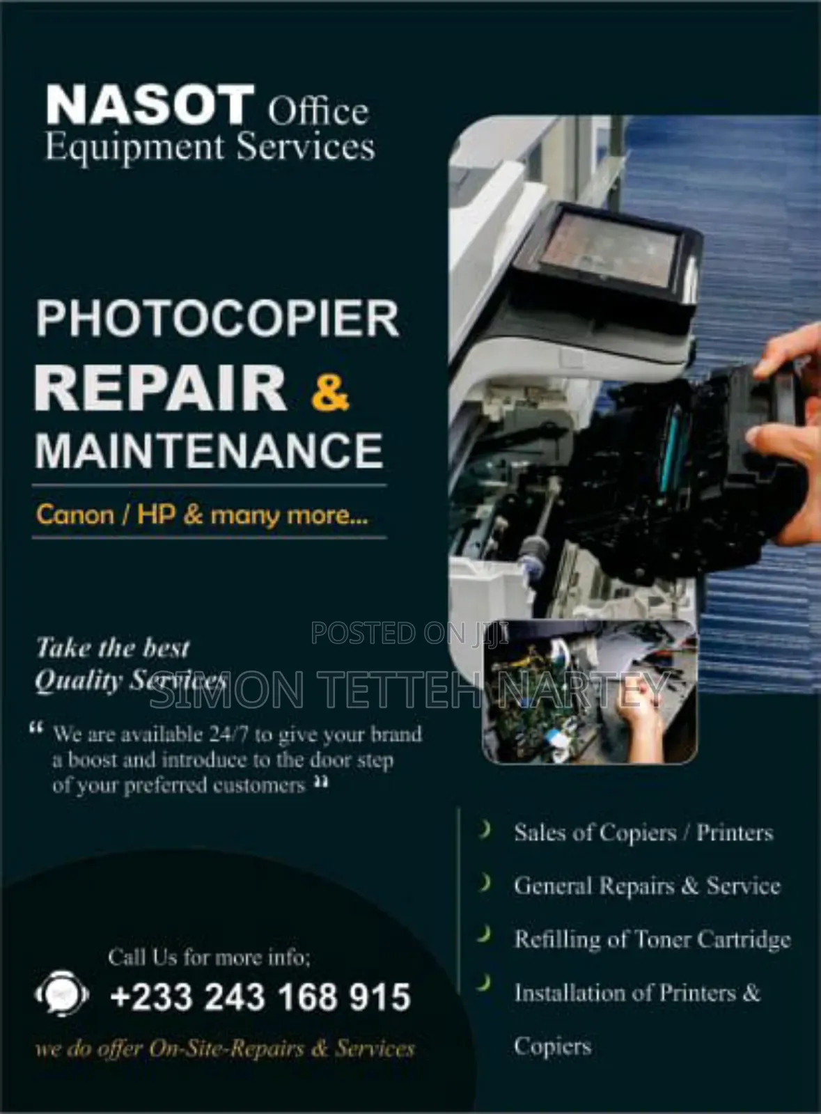 Repairs and Services of Office Equipment