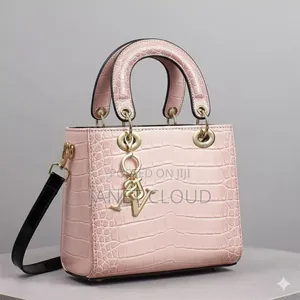 Pink Croc-Embossed Top-Handle Bag -