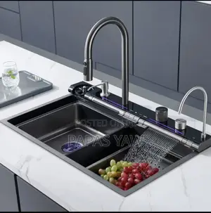 Smart Digital Kitchen Sink – 4 Water Modes | Pull-Out Faucet | Large