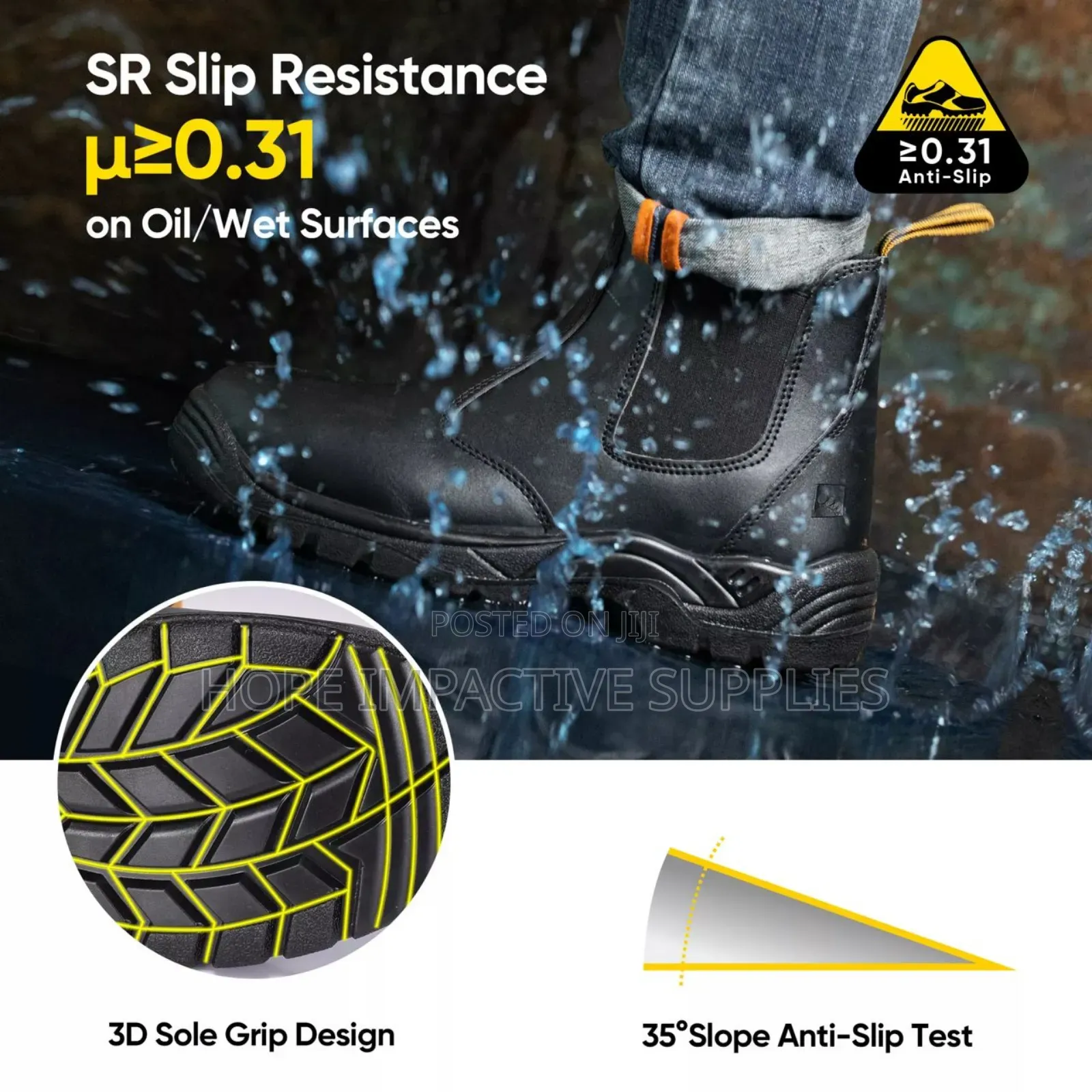 Safetoe New Mps Anti-slip Safety Boots Black.