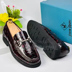 Steve Riots Men's Dark Coffee/Burgundy Crocodile-patterned Loafers