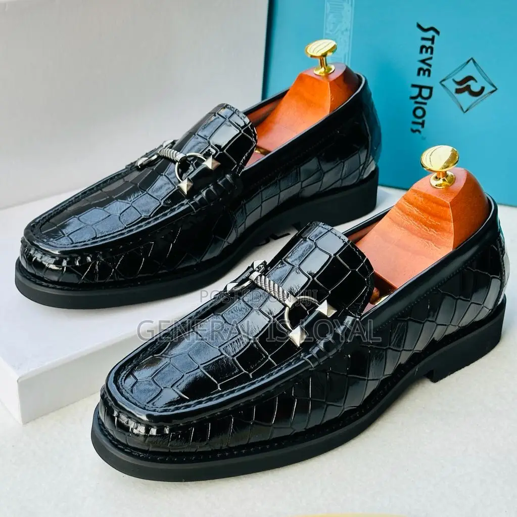 Steve Riots Men's Dark Coffee/Burgundy Crocs Patterned Loafers.