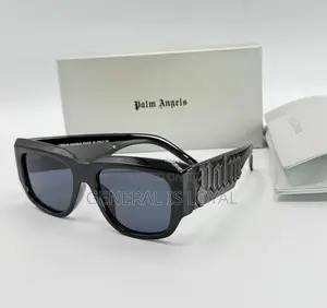 Palm Angels Canby Sunglasses In Black Acetate With Dark Grey Lenses.