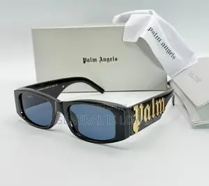 Palm Angels Canby Sunglasses In Black Acetate With Dark Grey Lenses.