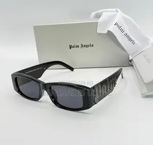 Palm Angels Canby Sunglasses In Black Acetate With Dark Grey Lenses.