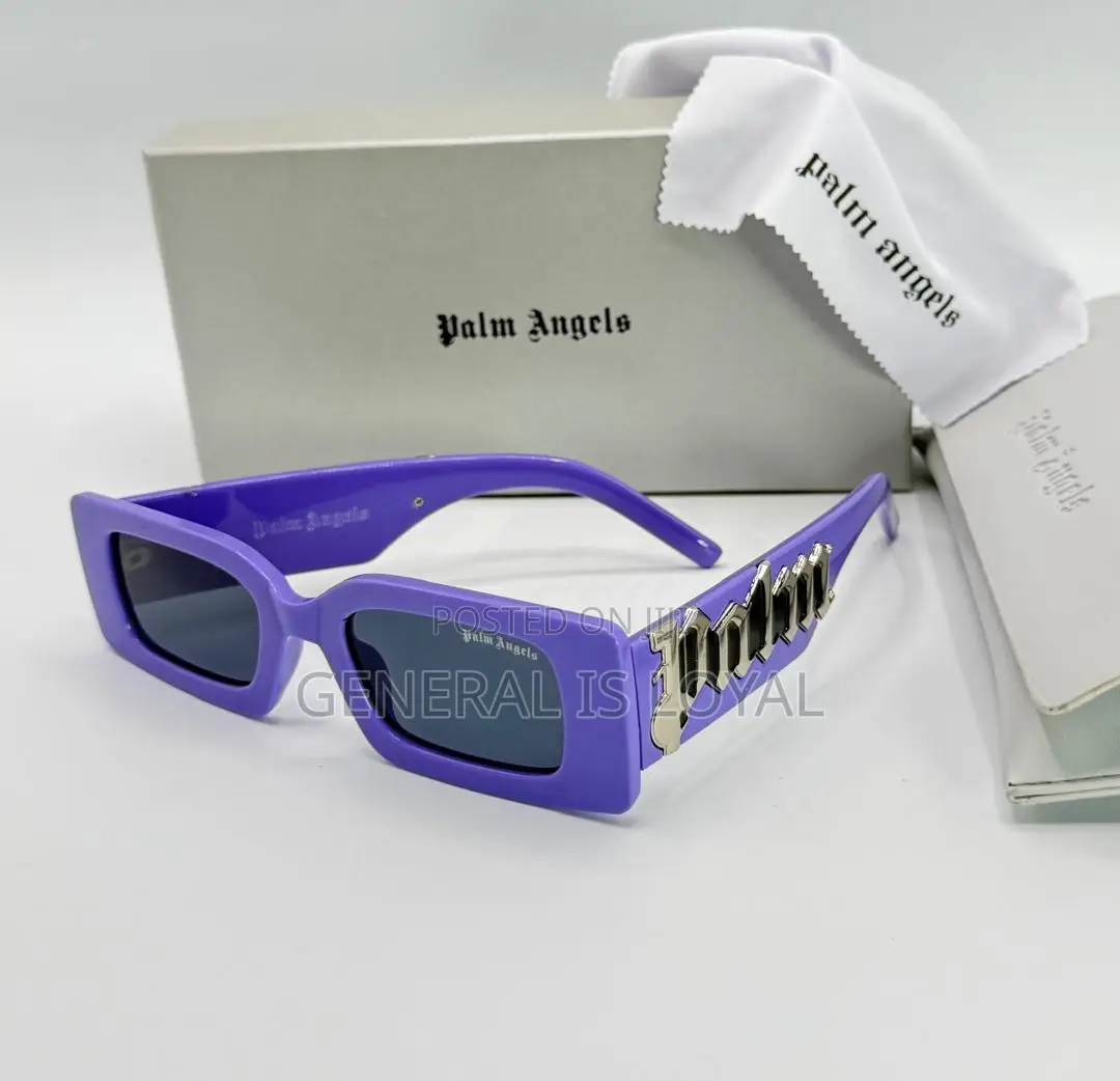 Palm Angels Kerman Logo-print Sunglasses Purple  Grey Tinted Lenses.