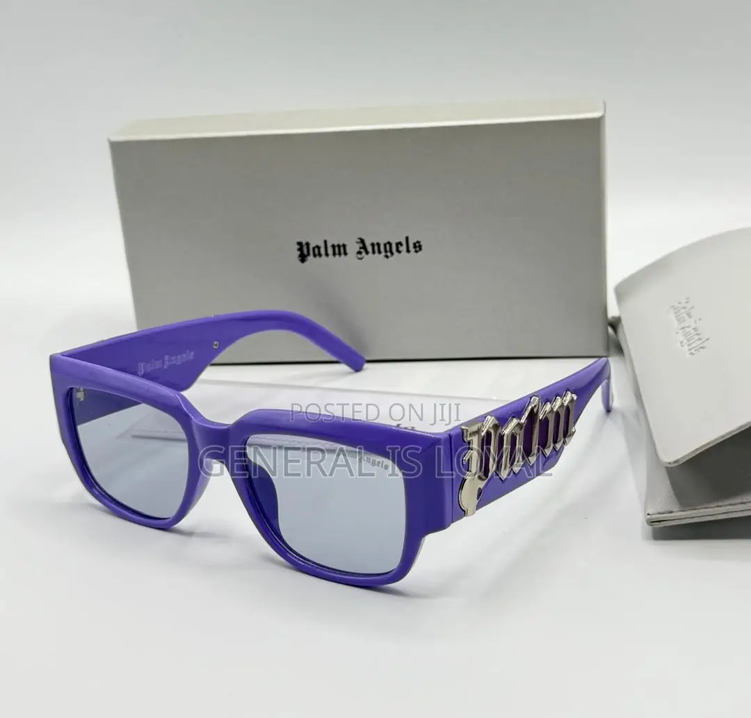 Palm Angels Kerman Logo-print Sunglasses Purple  Grey Tinted Lenses.