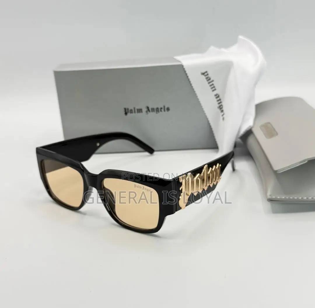 Palm Angels Canby Black Acetate Sunglasses With Amber Lenses.