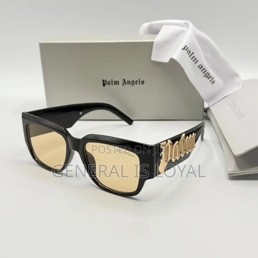 Palm Angels Canby Black Acetate Sunglasses With Amber Lenses.