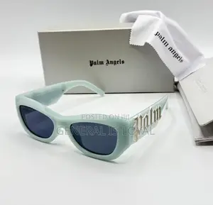 Palm Angels Canby Sunglasses Lightblue Acetate Frame  Dark Grey Lenses