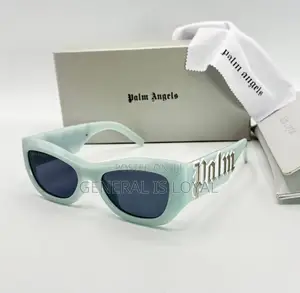 Palm Angels Canby Sunglasses Lightblue Acetate Frame  Dark Grey Lenses