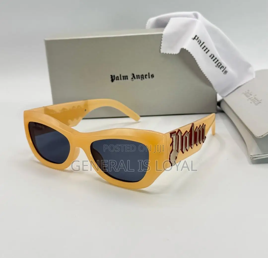 Palm Angels Angel Sunglasses In Black Acetate With Yellow Lenses.