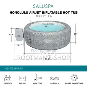 Saluspa Airjet 6 Person Honolulu Inflatable Outdoor Portable Hot Tub