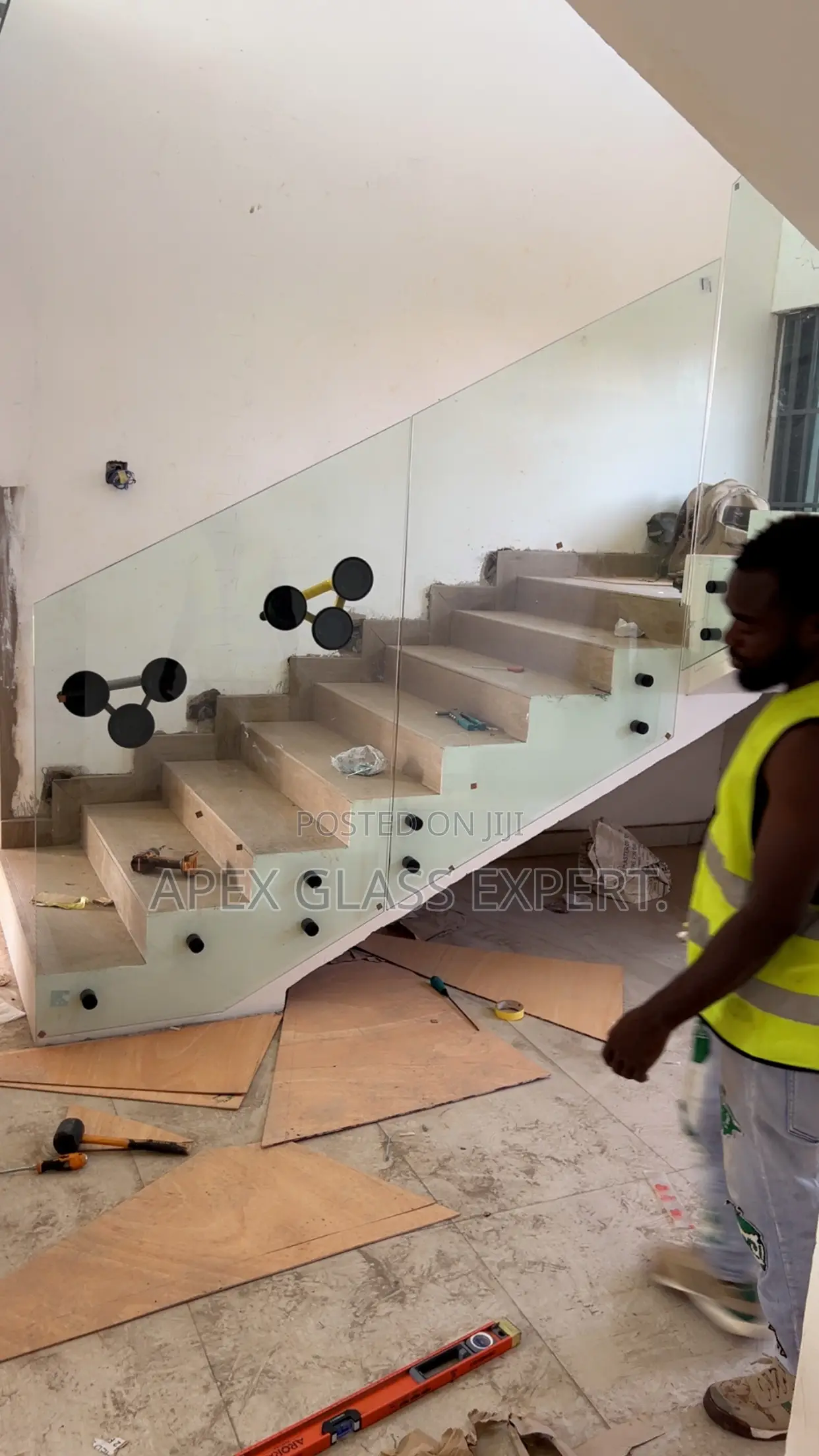 Staircase Glass Balustrade, Using the Side Bolted System.